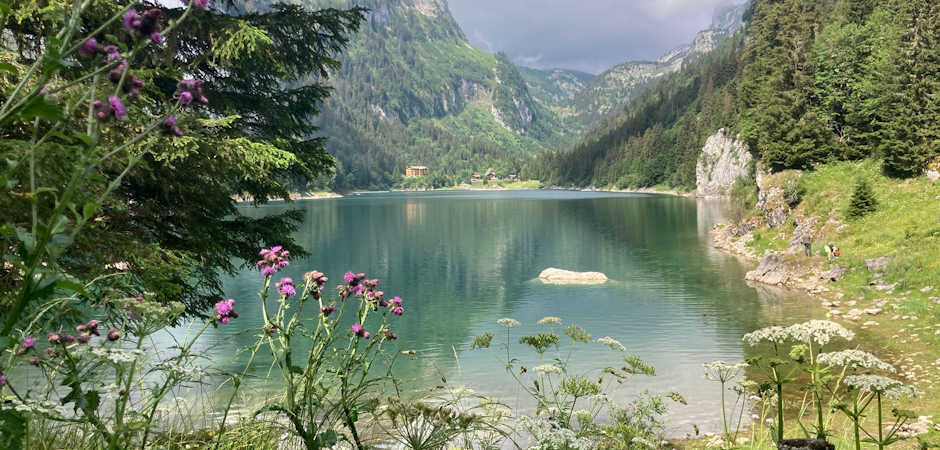 Torgon meer in de zomer
